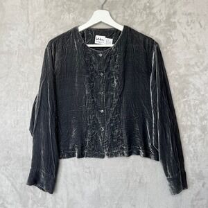 Kiko Jacket Womens O/S Velvet Silk Floral Gray Moody Dark Romantic Witchy Whimsy